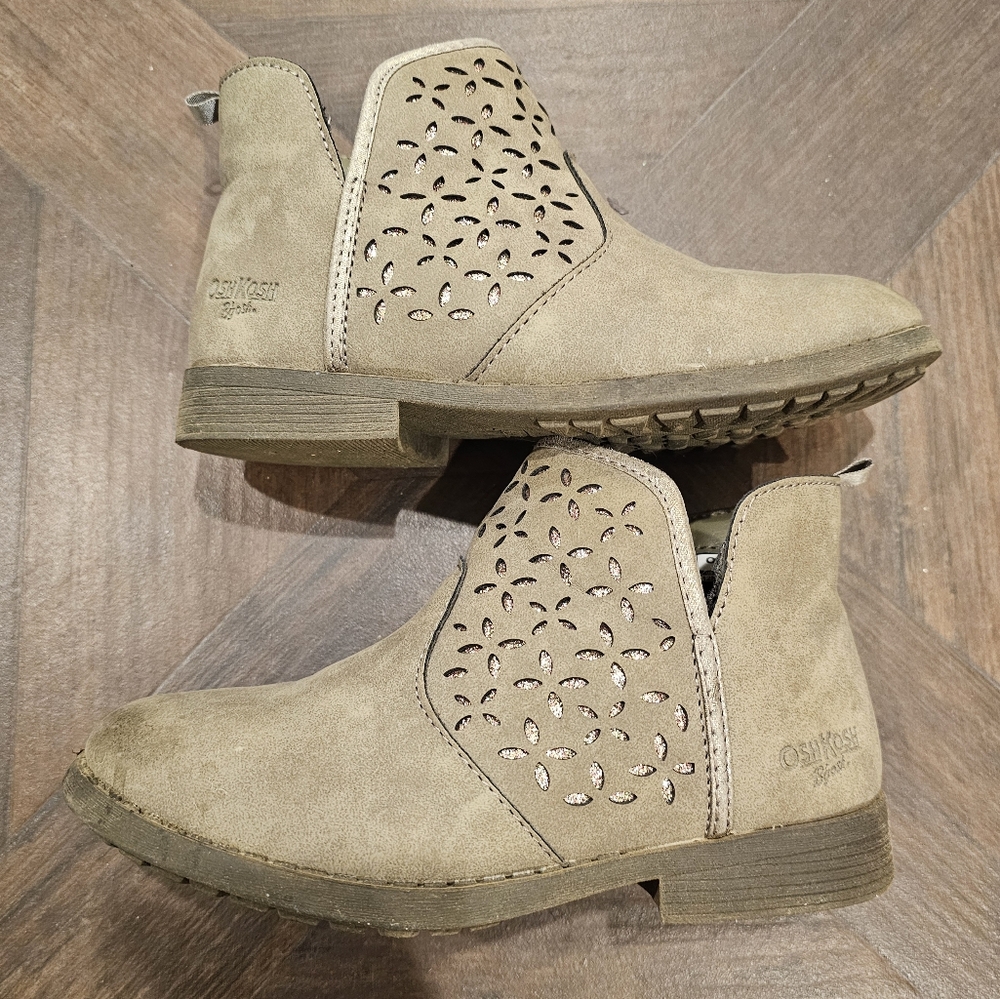 OshKosh B'gosh Girls Ankle Booties Size 12 tan/gray color